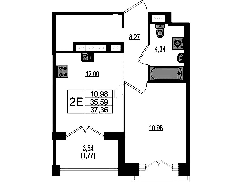 1-комнатная квартира 37.36 м², 4/4 эт., ЖК «Ranta Residence»